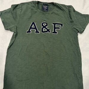 Abercrombie & Fitch A&F Logo Graphic Tee Green Cotton Size Small